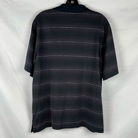 Roundtree & Yorke Performance Thin Horizontal Stripes Polo Shirt Medium - Picture 2 of 8